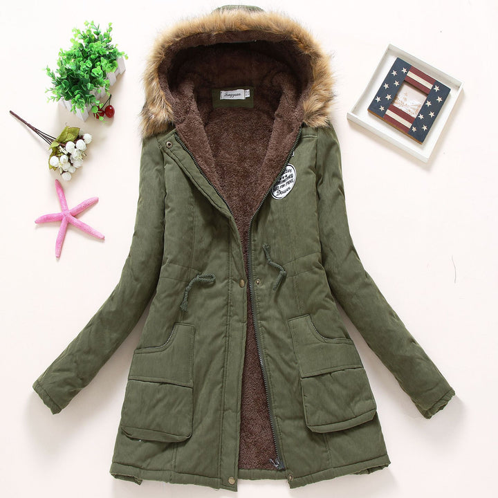 Women nan longer thermal parka with cuddly teddy inner lining, removable faux fur hood and drawstring waist Mune Fashion