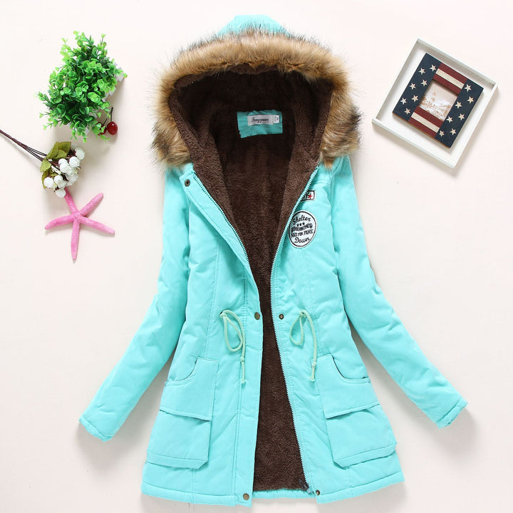 Women nan longer thermal parka with cuddly teddy inner lining, removable faux fur hood and drawstring waist Mune Fashion