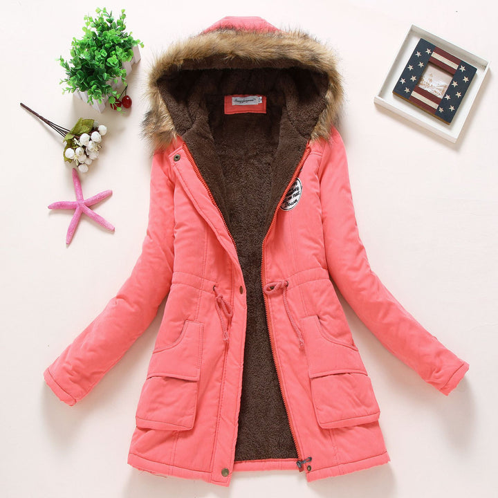 Women nan longer thermal parka with cuddly teddy inner lining, removable faux fur hood and drawstring waist Mune Fashion