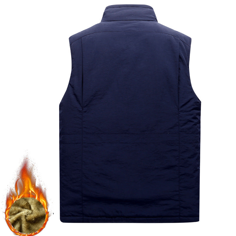 Men's Outdoor Utility Vest with warming teddy plush lining and multiple pockets Mune Fashion
