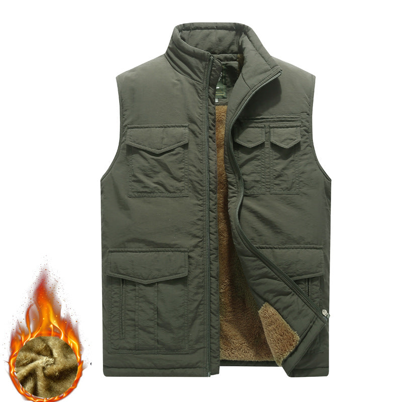 Men's Outdoor Utility Vest with warming teddy plush lining and multiple pockets Mune Fashion