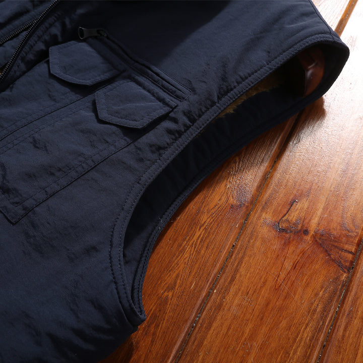 Men's Outdoor Utility Vest with warming teddy plush lining and multiple pockets Mune Fashion