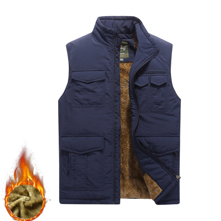 Men's Outdoor Utility Vest with warming teddy plush lining and multiple pockets Mune Fashion