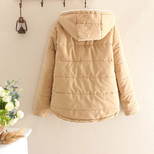 Women Padded Winter Jacket with Teddy Lining and Hood Mune Fashion