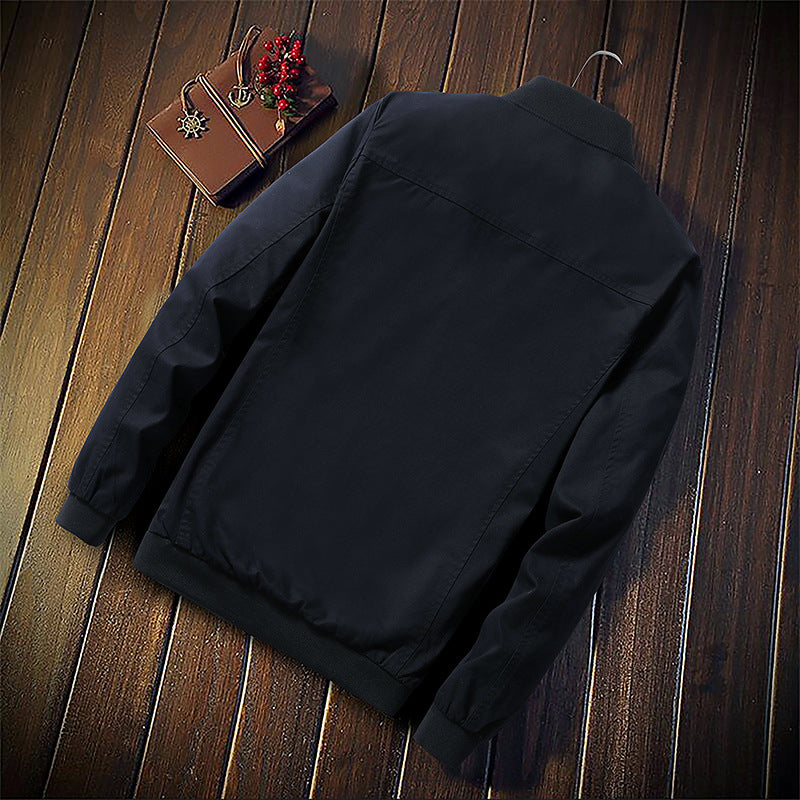 Men's Canvas Bomber Jacket in Field Style with Contrasting Sleeves and Chest Stripes Mune Fashion