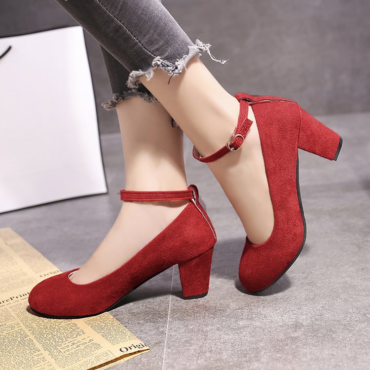 Ladies nan Suede Comfort Pumps with cushioned footbed and adjustable ankle strap Mune Fashion