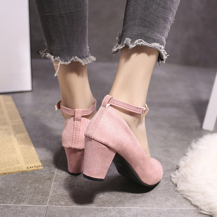 Ladies nan Suede Comfort Pumps with cushioned footbed and adjustable ankle strap Mune Fashion