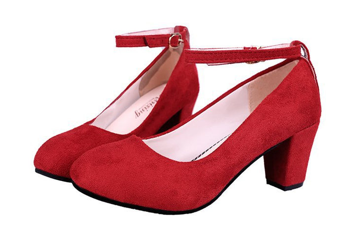 Ladies nan Suede Comfort Pumps with cushioned footbed and adjustable ankle strap Mune Fashion