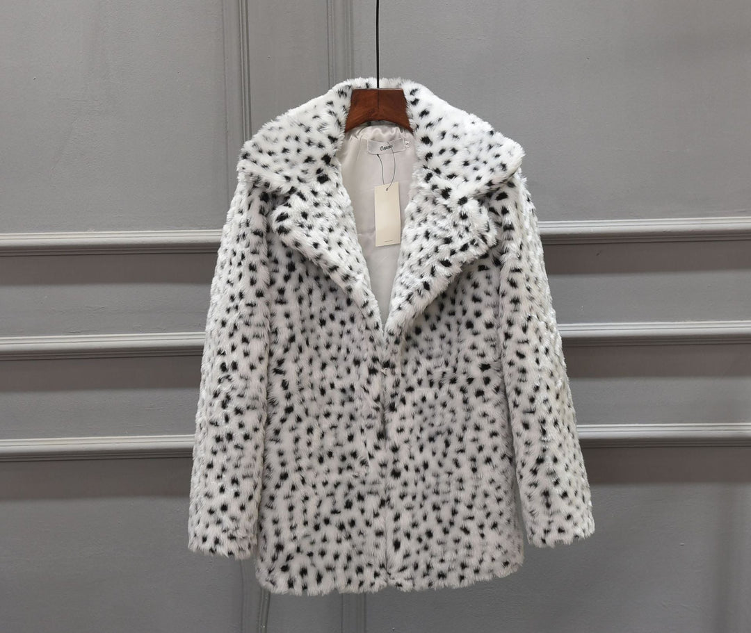 Ladies Luxury Faux Fur Jacket In Leopard Print Mune