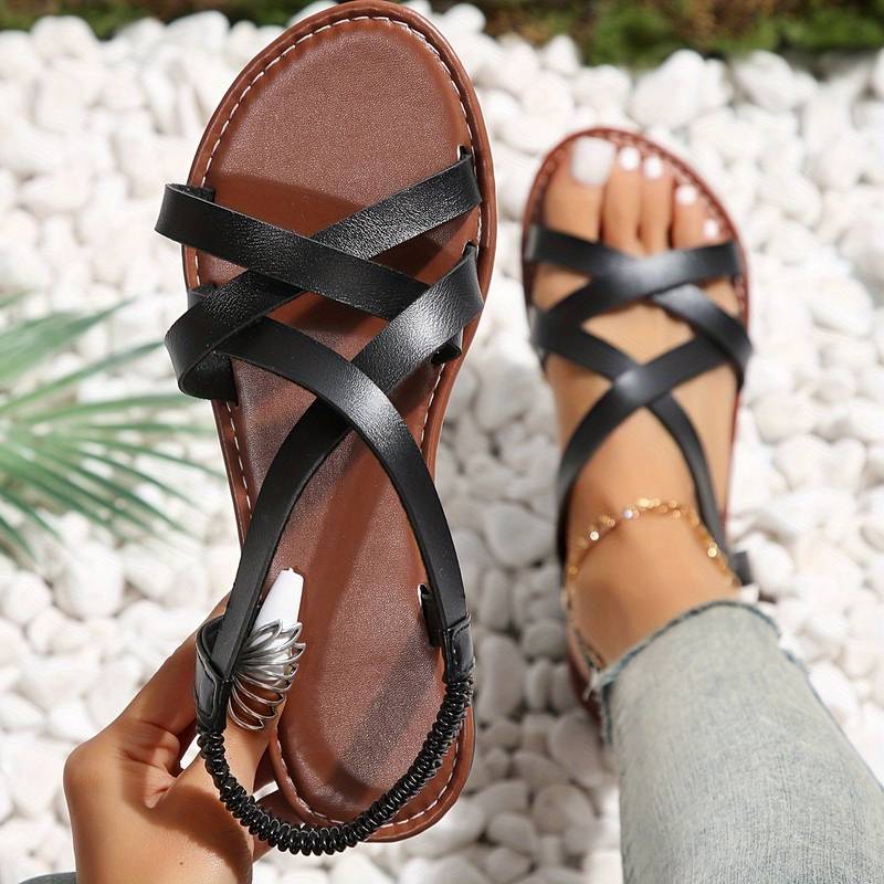 Mune Fashion | Crisscross Flat Sandals with Non-Slip Straps