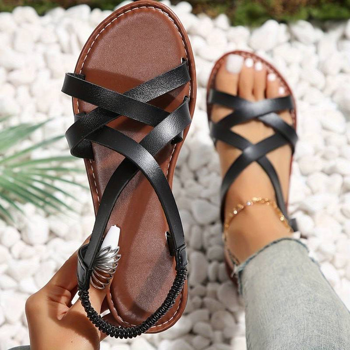 Mune Fashion | Crisscross Flat Sandals with Non-Slip Straps
