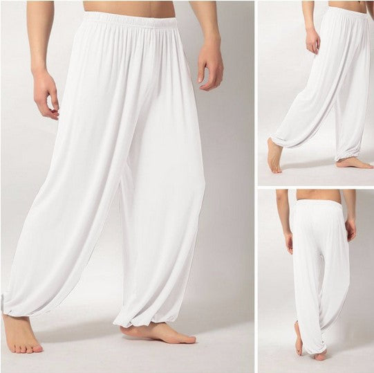 Men's wide harem pants made of flowing viscose blend with elastic comfort waistband and balloon legs Mune Fashion