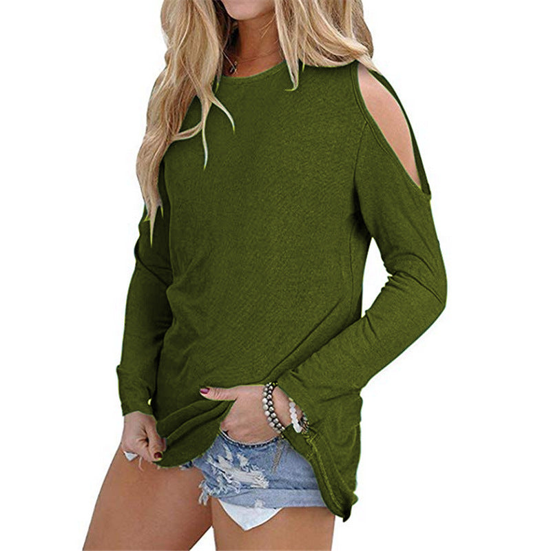 Ladies long sleeve shirt with cut-out shoulders and casual tunic silhouette Mune Fashion
