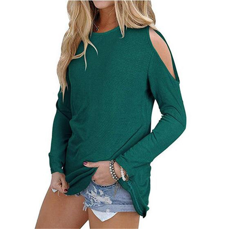 Ladies long sleeve shirt with cut-out shoulders and casual tunic silhouette Mune Fashion