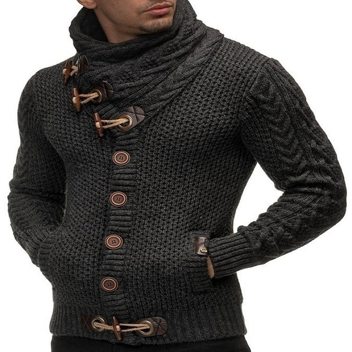 Men's Cardigan with Asymmetric Collar Mune