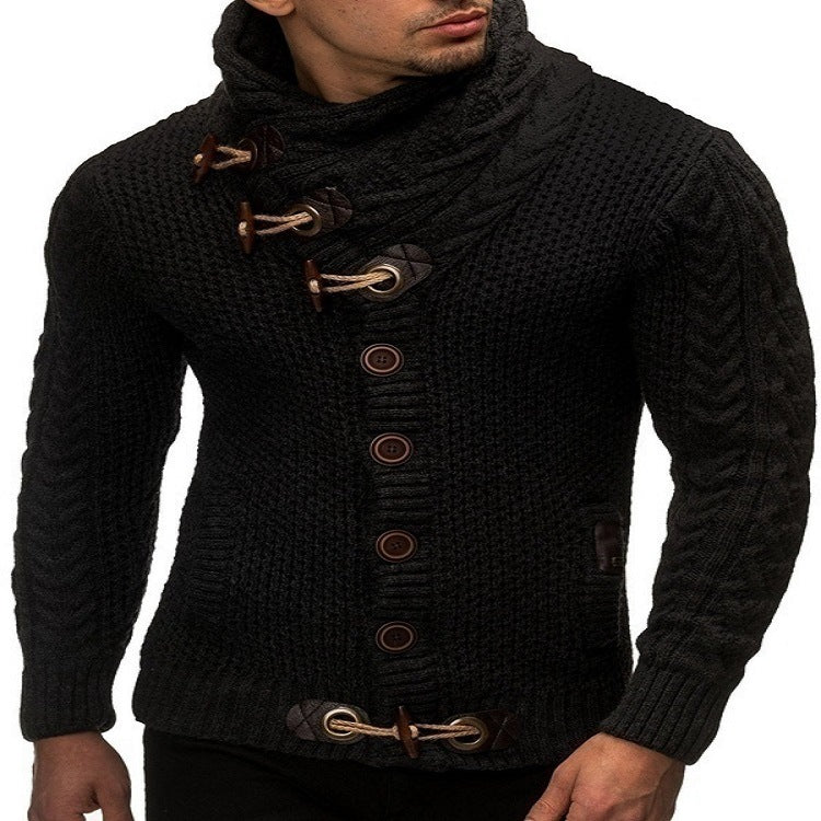 Men's Cardigan with Asymmetric Collar Mune