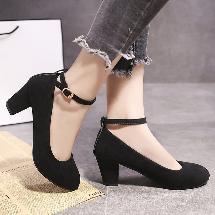 Ladies nan Suede Comfort Pumps with cushioned footbed and adjustable ankle strap Mune Fashion
