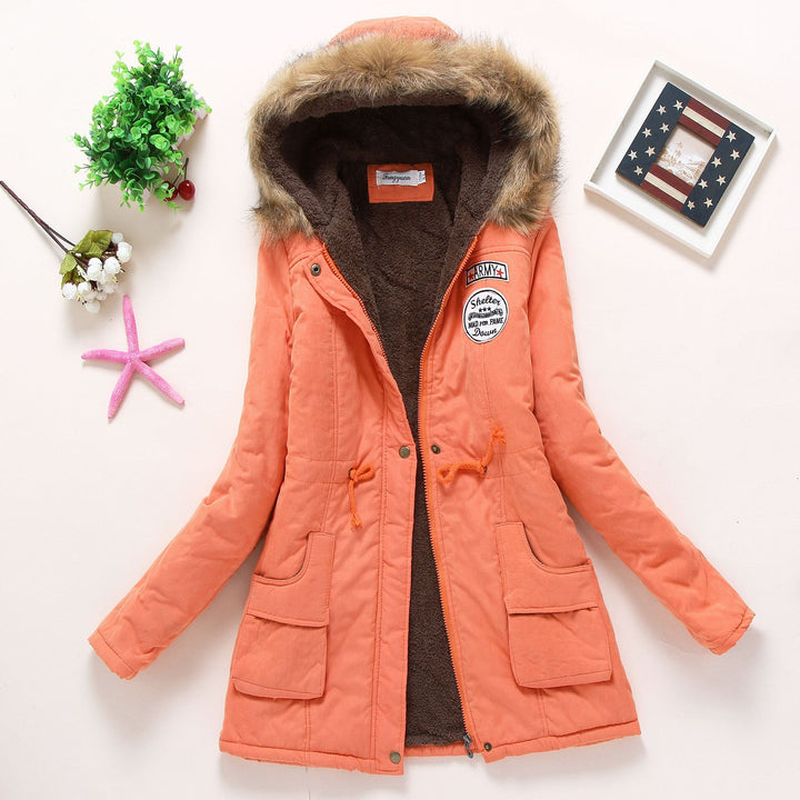 Women nan longer thermal parka with cuddly teddy inner lining, removable faux fur hood and drawstring waist Mune Fashion