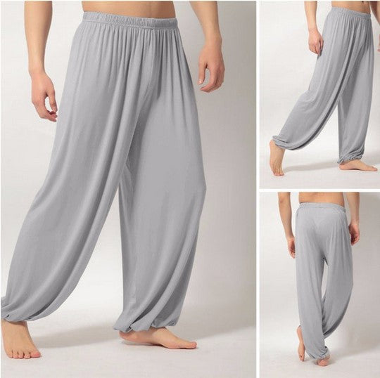Men's wide harem pants made of flowing viscose blend with elastic comfort waistband and balloon legs Mune Fashion