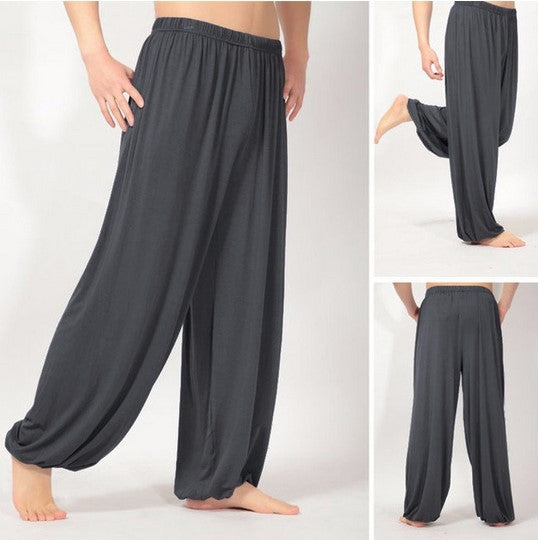 Men's wide harem pants made of flowing viscose blend with elastic comfort waistband and balloon legs Mune Fashion