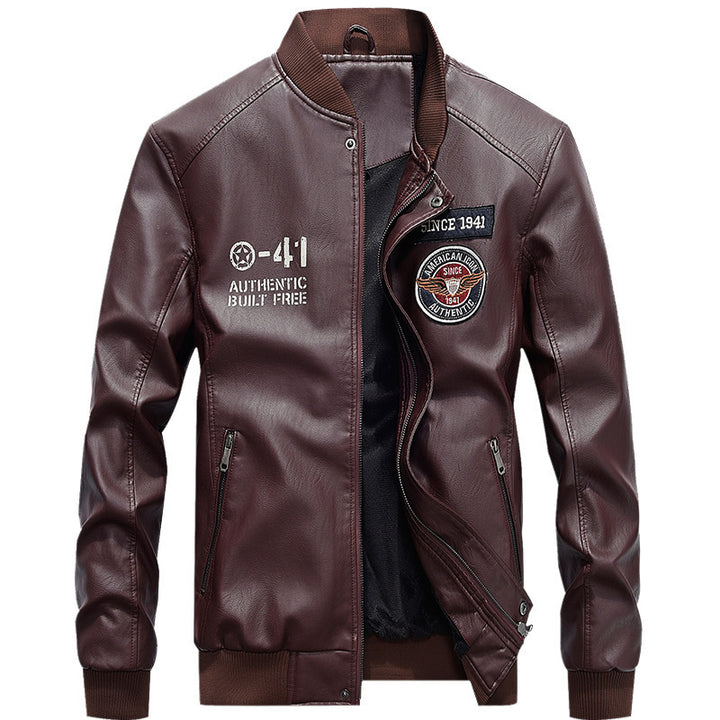 Men's Sporty Faux Leather Bomber Jacket Mune Fashion