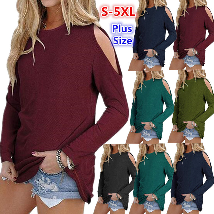 Ladies long sleeve shirt with cut-out shoulders and casual tunic silhouette Mune Fashion
