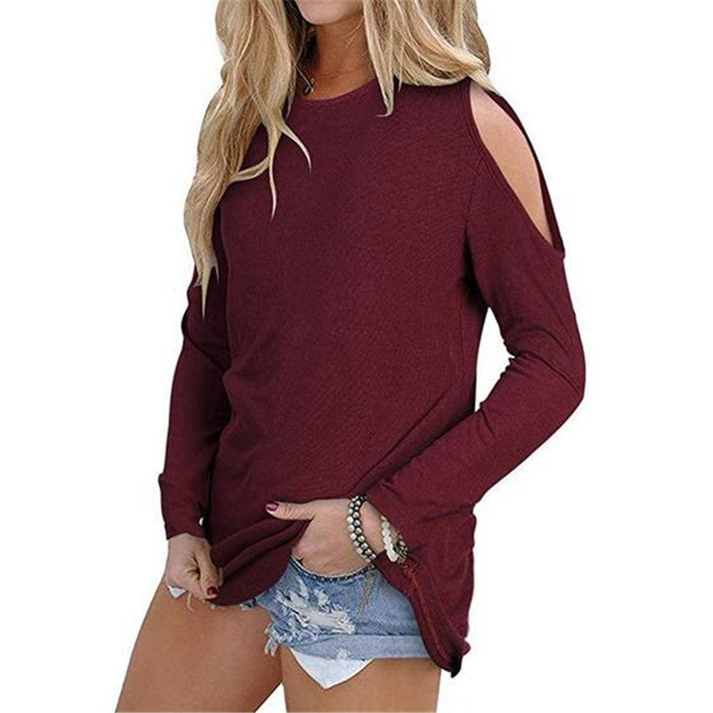 Ladies long sleeve shirt with cut-out shoulders and casual tunic silhouette Mune Fashion