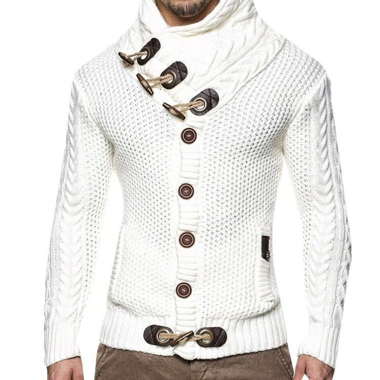 Men's Cardigan with Asymmetric Collar Mune