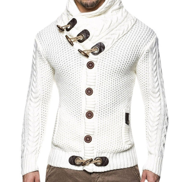 Men's Cardigan with Asymmetric Collar Mune
