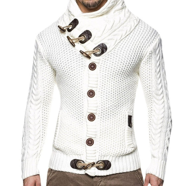 Men's Cardigan with Asymmetric Collar Mune