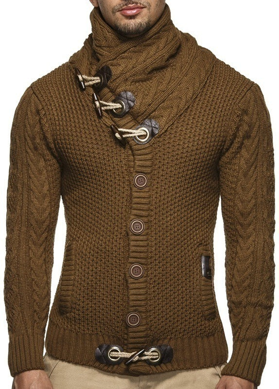 Men's Cardigan with Asymmetric Collar Mune