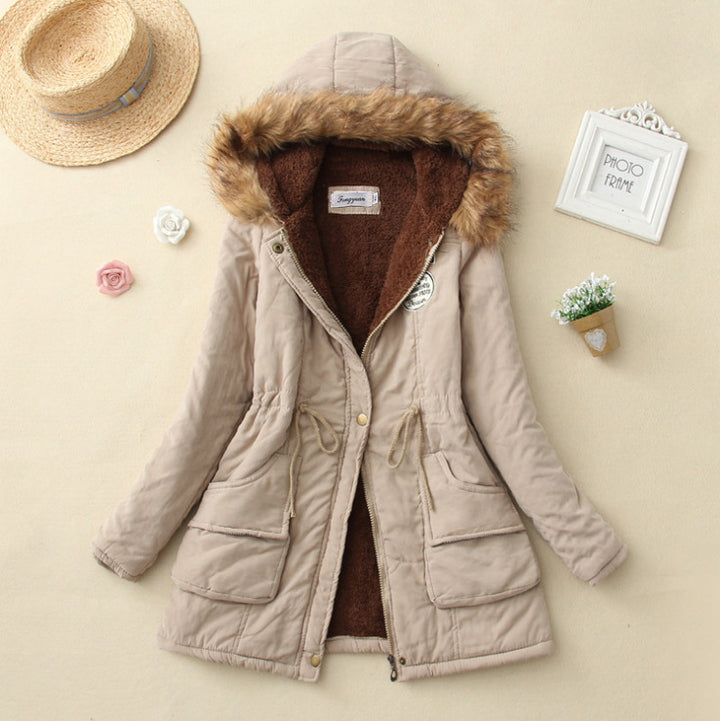 Women nan longer thermal parka with cuddly teddy inner lining, removable faux fur hood and drawstring waist Mune Fashion