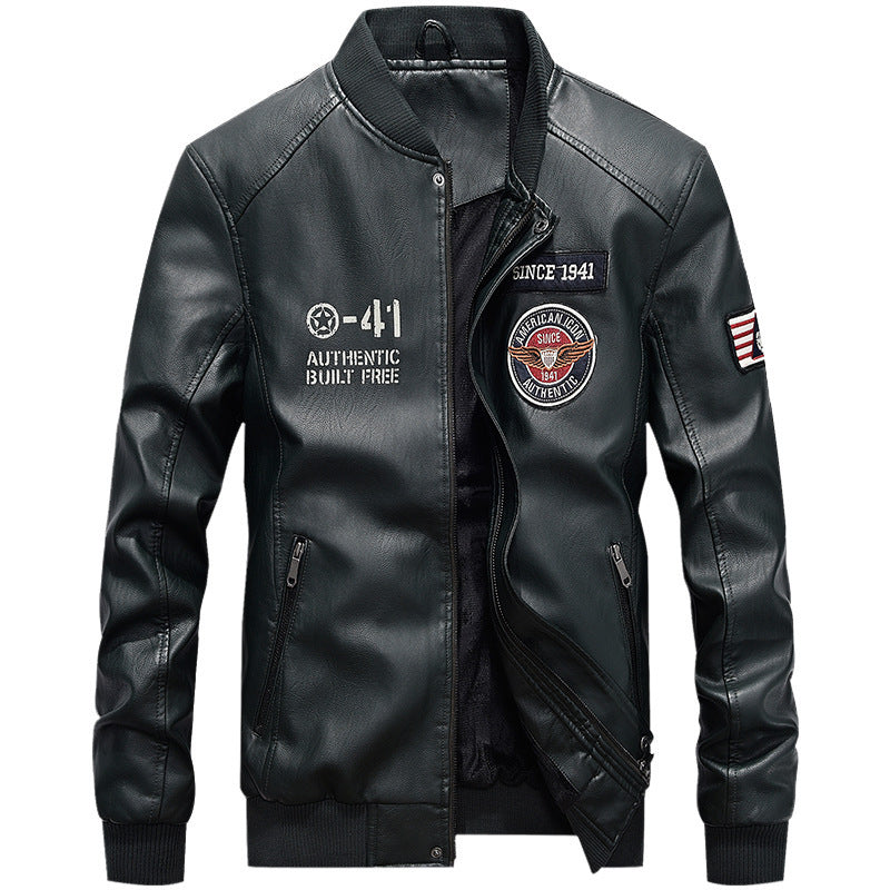 Men's Sporty Faux Leather Bomber Jacket Mune Fashion