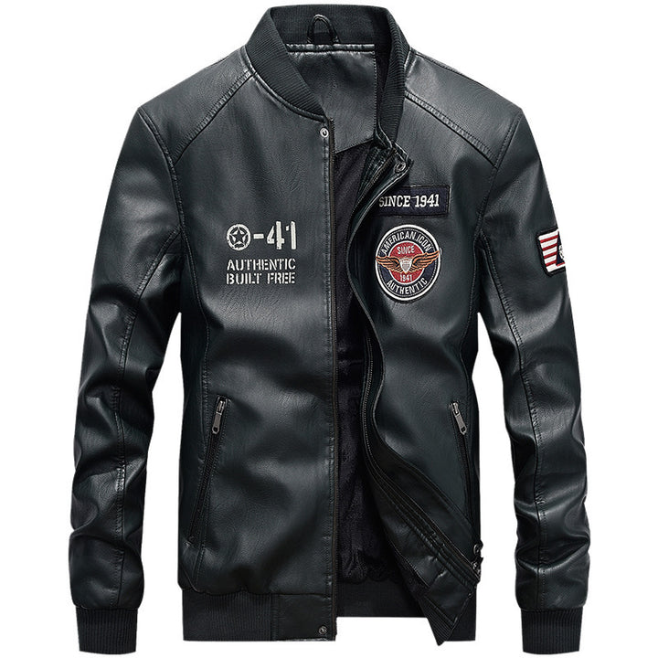 Men's Sporty Faux Leather Bomber Jacket Mune Fashion