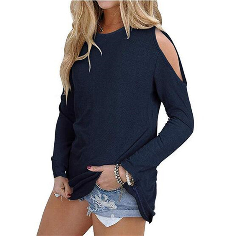 Ladies long sleeve shirt with cut-out shoulders and casual tunic silhouette Mune Fashion