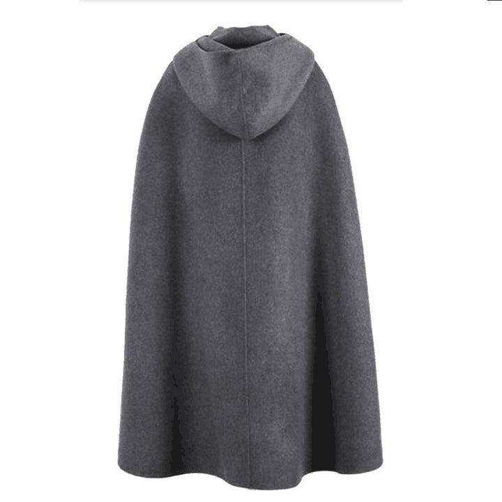 Women's fleece hooded cloak with wide A-line cape and front slit Mune Fashion