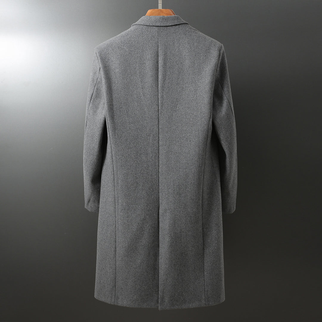 Men's Elegant Long Wool Blend Coat with Shawl Collar and Straight Cut Mune Fashion