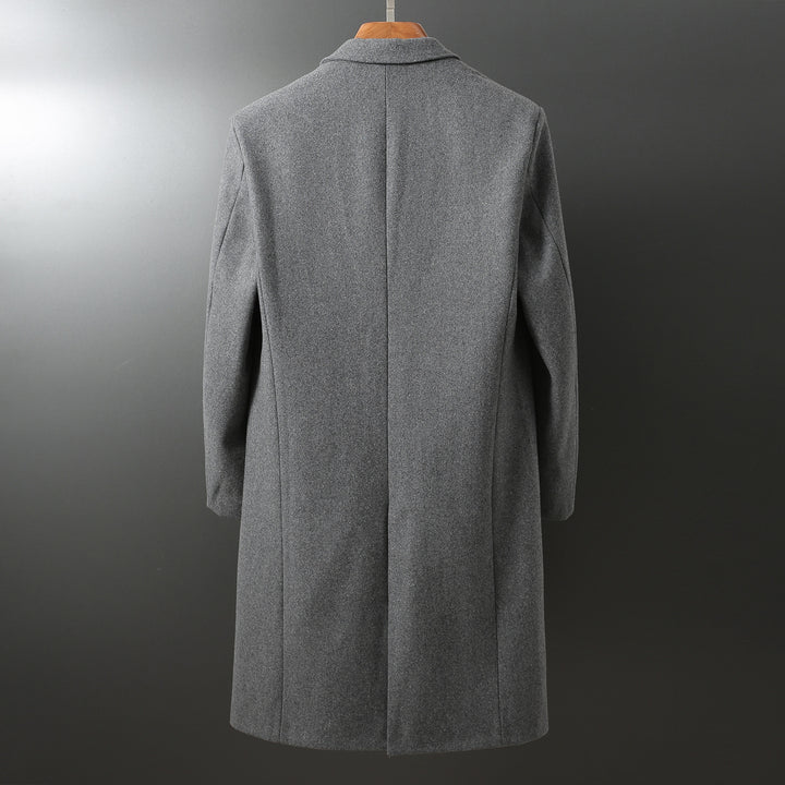 Men's Elegant Long Wool Blend Coat with Shawl Collar and Straight Cut Mune Fashion