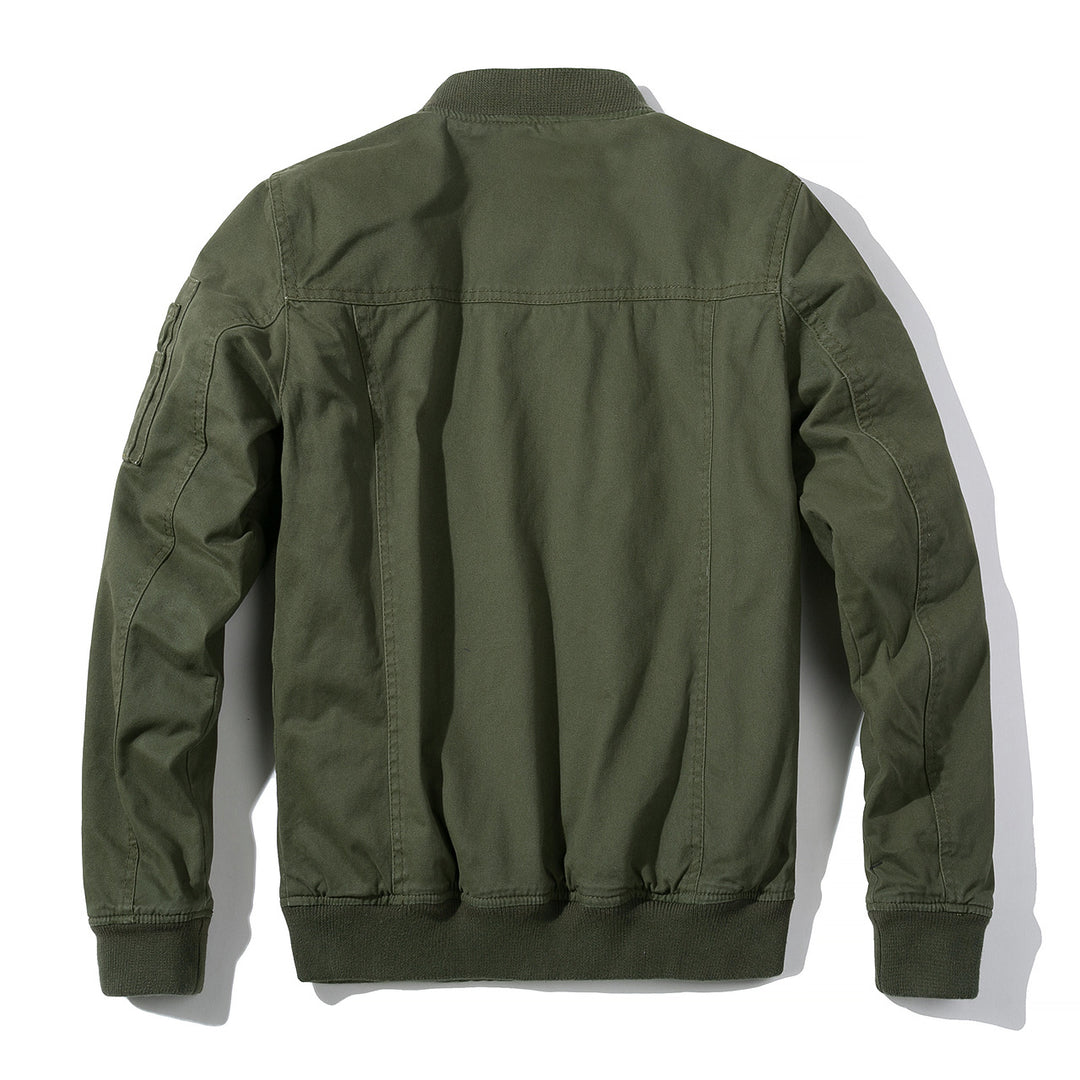 Men's Lightweight Bomber Jacket made of Cotton Blend with Ribbed Collar and Arm Pocket Mune Fashion