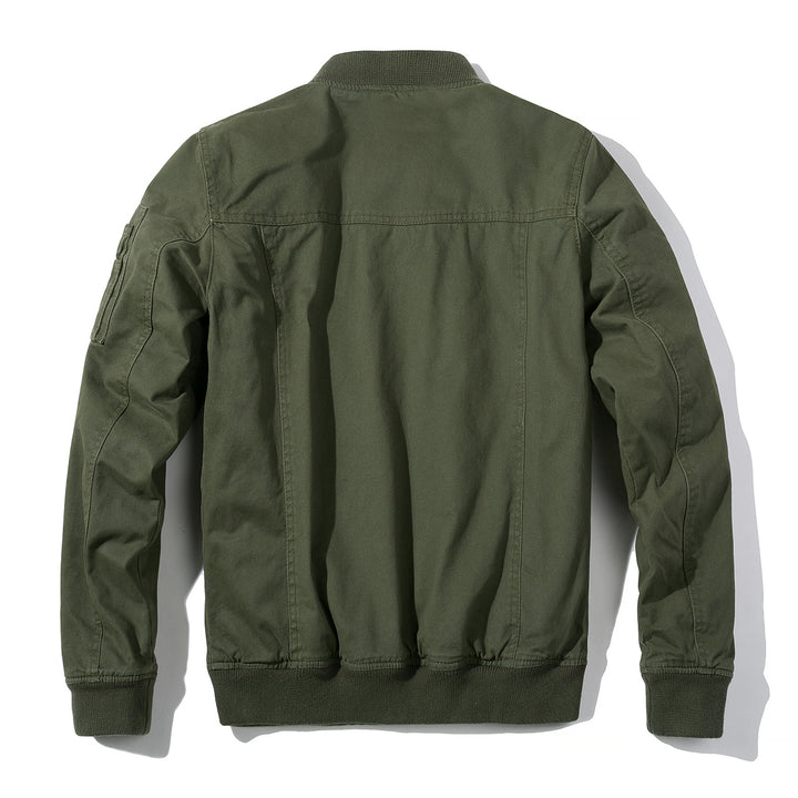 Men's Lightweight Bomber Jacket made of Cotton Blend with Ribbed Collar and Arm Pocket Mune Fashion