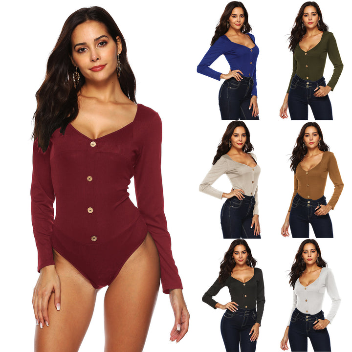 Ladies Bodycon Long Sleeve Bodysuit Mune Fashion