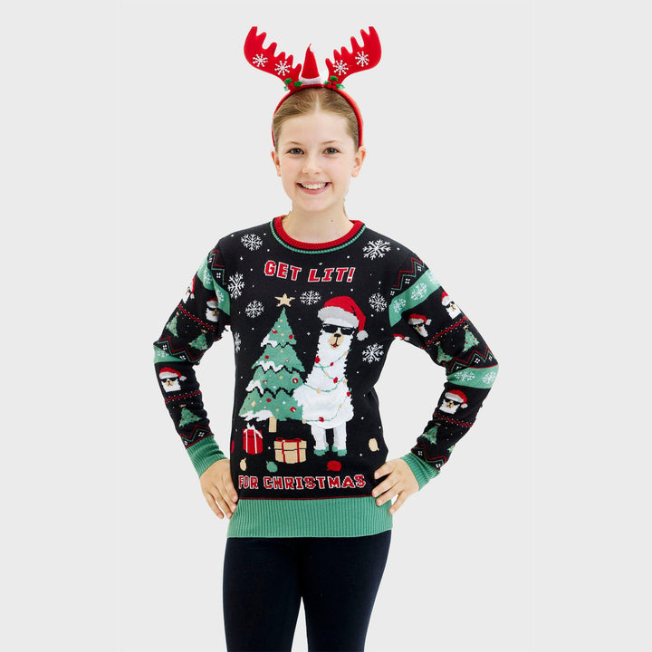 Mune | Get Lit Llama Christmas Christmas Sweater Women
