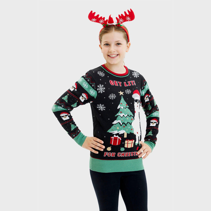 Mune | Get Lit Llama Christmas Christmas Sweater Women