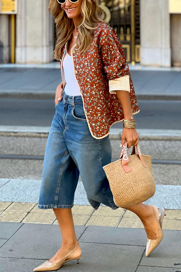 Mune | Cotton Floral Contrast Cotton Jacket