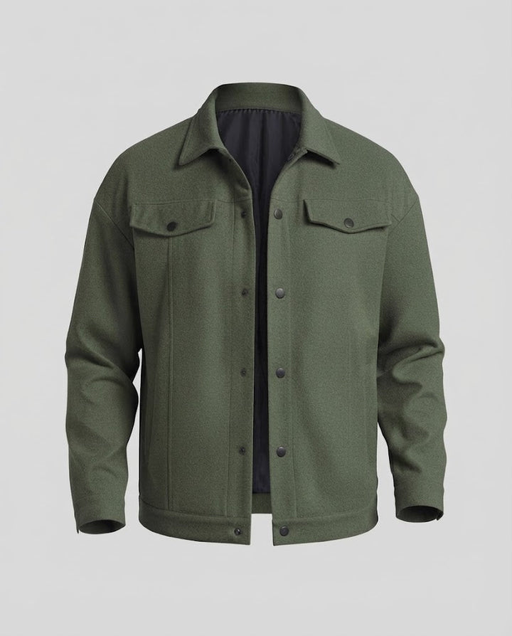Men's overshirt jacket made of wool blend with snap buttons and patch breast pockets Mune Fashion