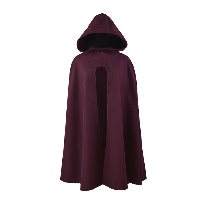 Women's fleece hooded cloak with wide A-line cape and front slit Mune Fashion