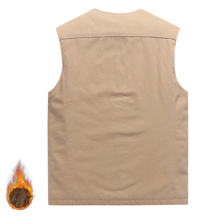 Men's Robust Thermo-Canvas Vest with Warming Teddy Lining and Button Closure Mune Fashion