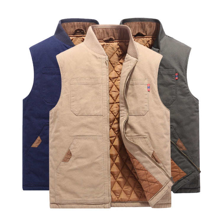 Men's Robust Padded Canvas Work Vest with Diamond-Quilted Lining and Chest Pockets Mune Fashion