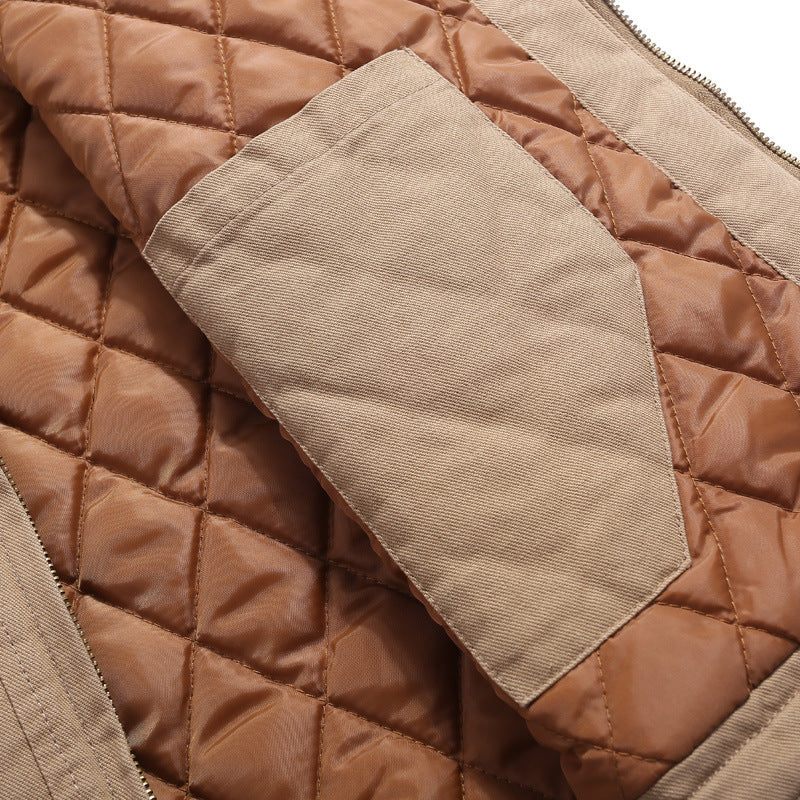 Men's Robust Padded Canvas Work Vest with Diamond-Quilted Lining and Chest Pockets Mune Fashion