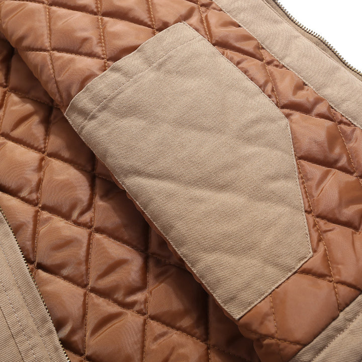 Men's Robust Padded Canvas Work Vest with Diamond-Quilted Lining and Chest Pockets Mune Fashion